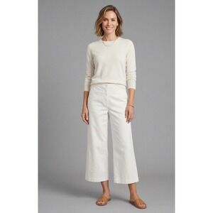 Eileen Fisher Size 6 Off White Hemp Wide Leg Crop Pants High Rise Summer Breezy